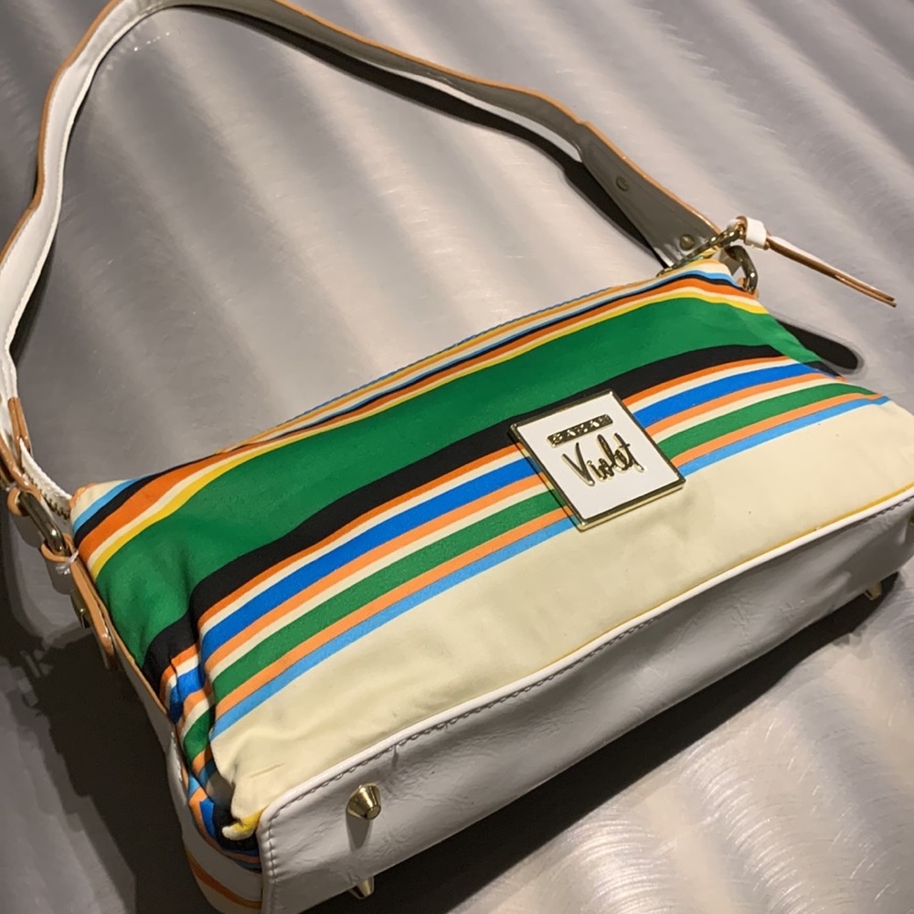 Sarah Violet Striped Handbag